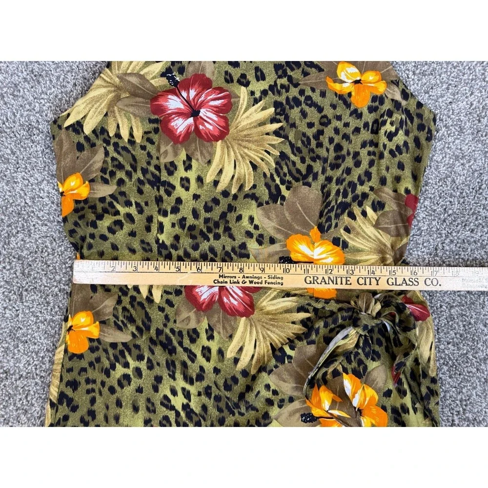 Scarlett‎ Leopard Floral Wrap Midi Dress Womens Large Tropical Animal Print